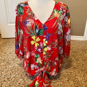 Karen Kane Tropical Tie-Front Top